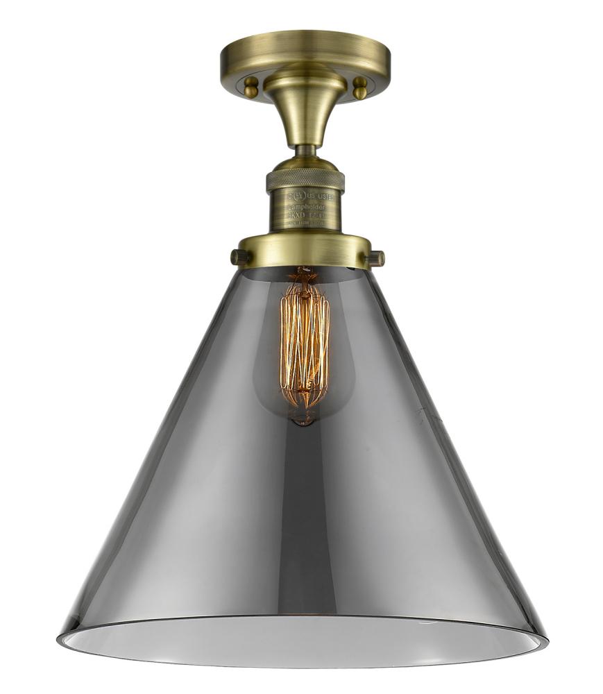 Cone - 1 Light - 12 inch - Antique Brass - Semi-Flush Mount