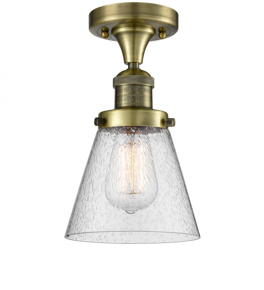 Cone - 1 Light - 7 inch - Antique Brass - Semi-Flush Mount