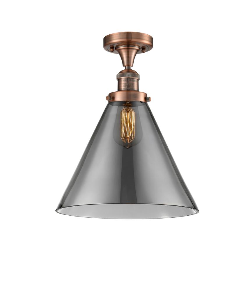 Cone - 1 Light - 12 inch - Antique Copper - Semi-Flush Mount