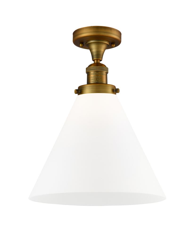 Cone - 1 Light - 12 inch - Brushed Brass - Semi-Flush Mount