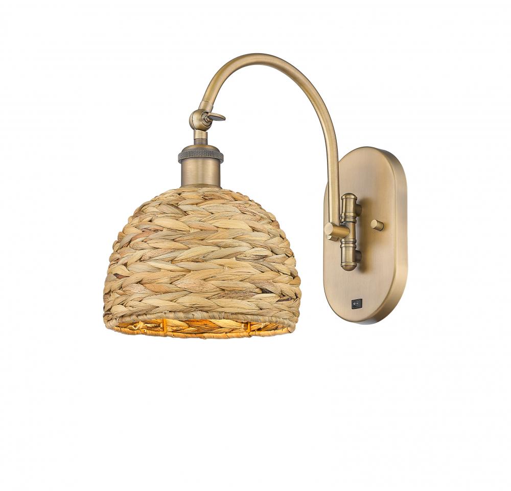 Woven Rattan - 1 Light - 8 inch - Brushed Brass - Sconce