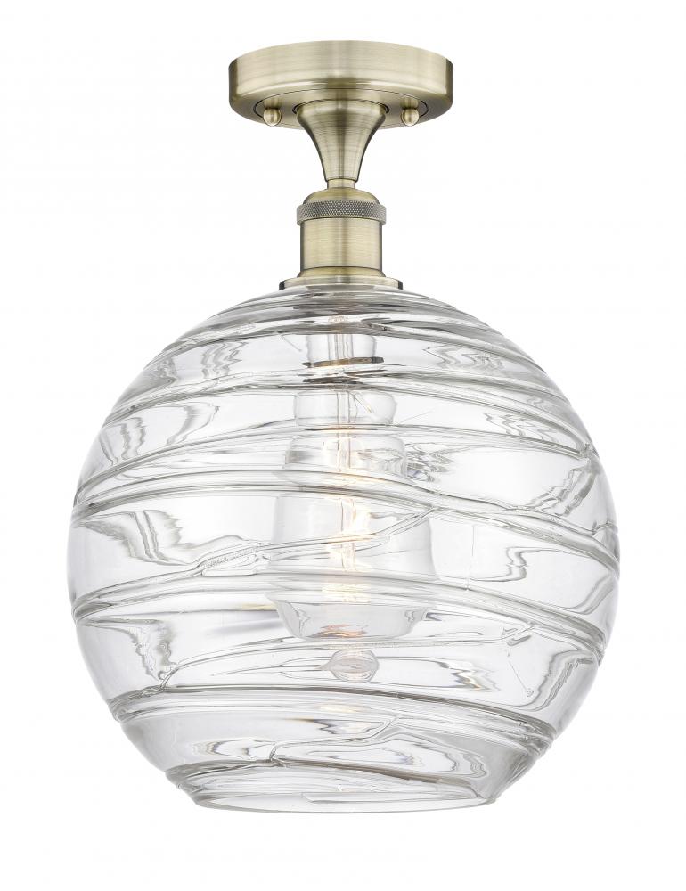 Athens Deco Swirl - 1 Light - 12 inch - Antique Brass - Semi-Flush Mount