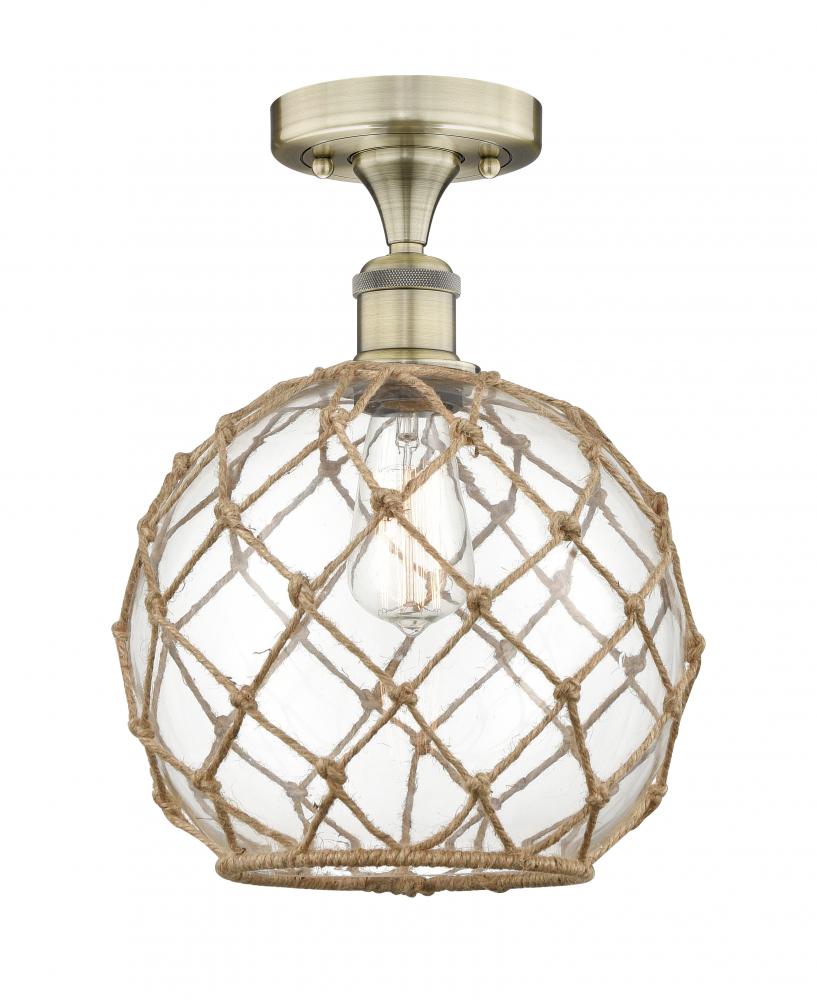 Farmhouse Rope - 1 Light - 10 inch - Antique Brass - Semi-Flush Mount