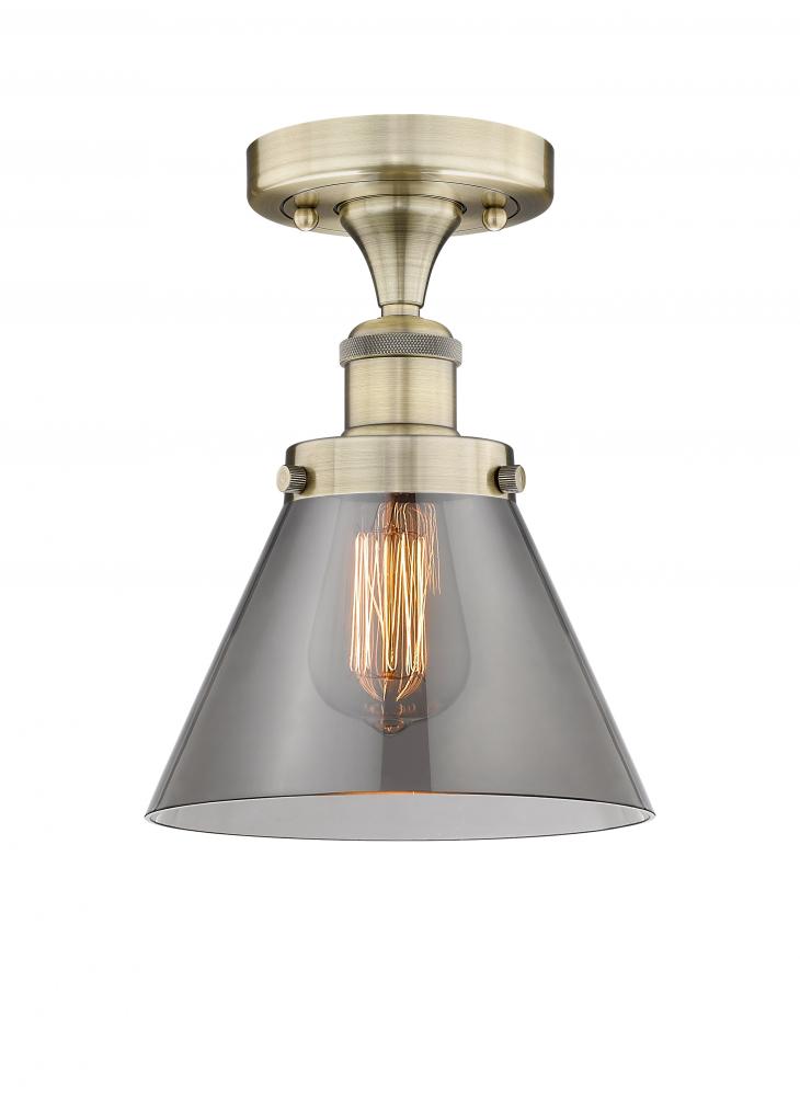 Cone - 1 Light - 8 inch - Antique Brass - Semi-Flush Mount