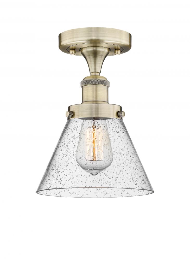 Cone - 1 Light - 8 inch - Antique Brass - Semi-Flush Mount