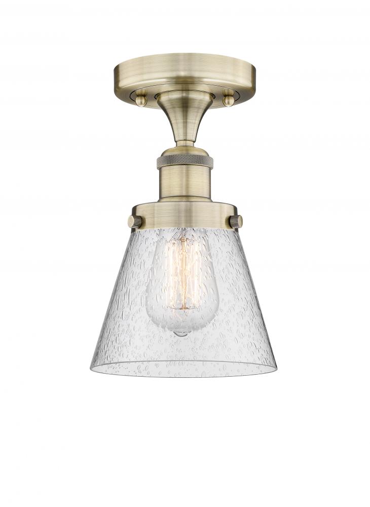 Cone - 1 Light - 6 inch - Antique Brass - Semi-Flush Mount