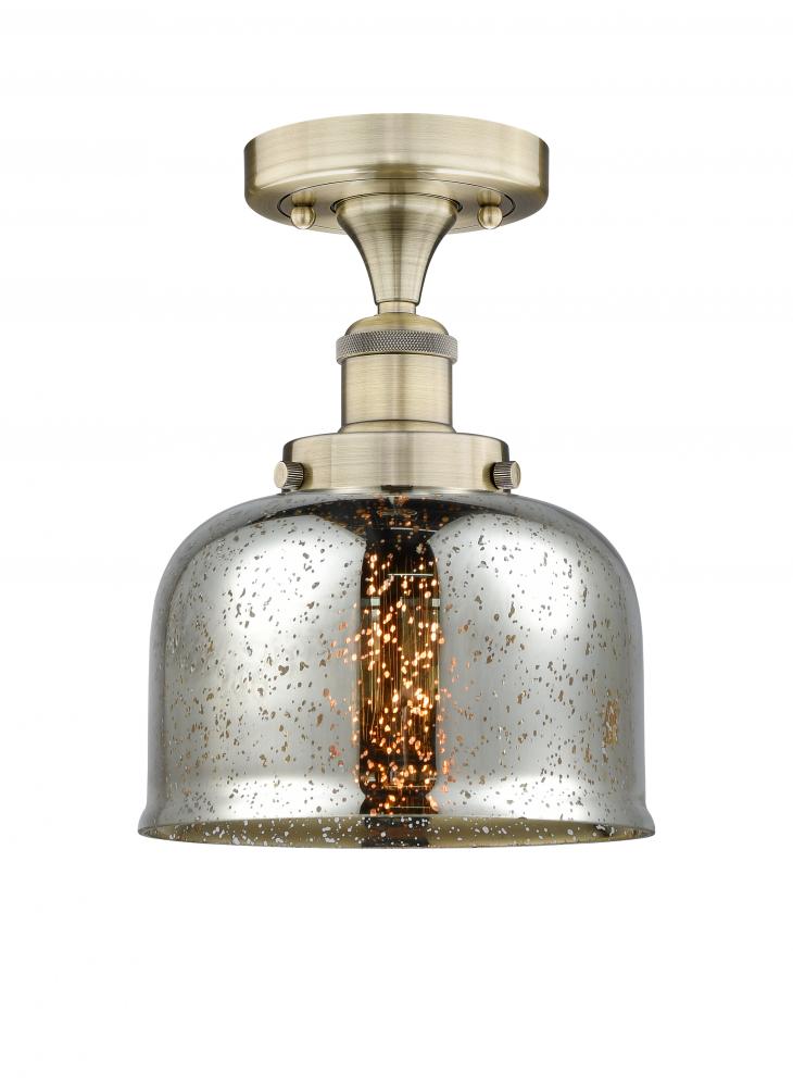 Bell - 1 Light - 8 inch - Antique Brass - Semi-Flush Mount