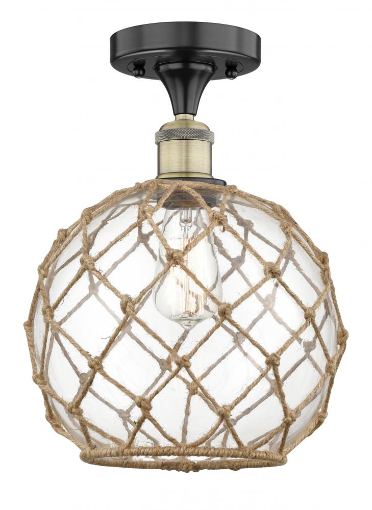 Farmhouse Rope - 1 Light - 10 inch - Black Antique Brass - Semi-Flush Mount