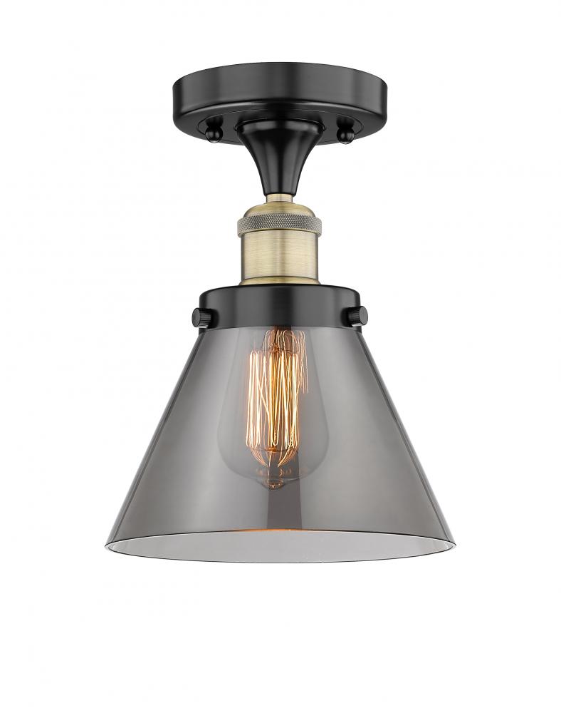 Cone - 1 Light - 8 inch - Black Antique Brass - Semi-Flush Mount