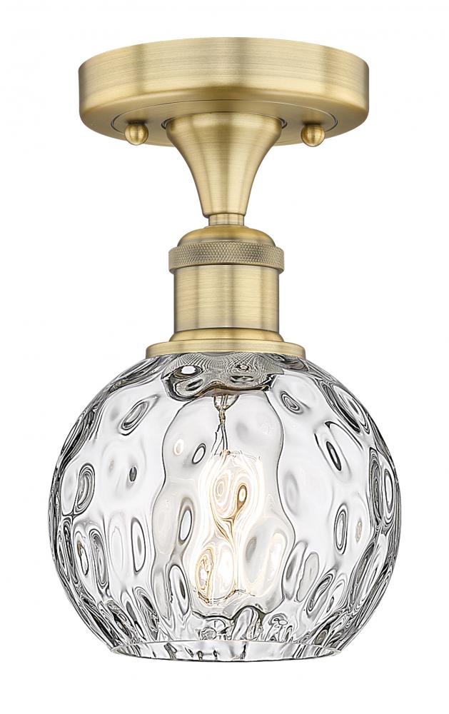 Athens Water Glass - 1 Light - 6 inch - Brushed Brass - Semi-Flush Mount