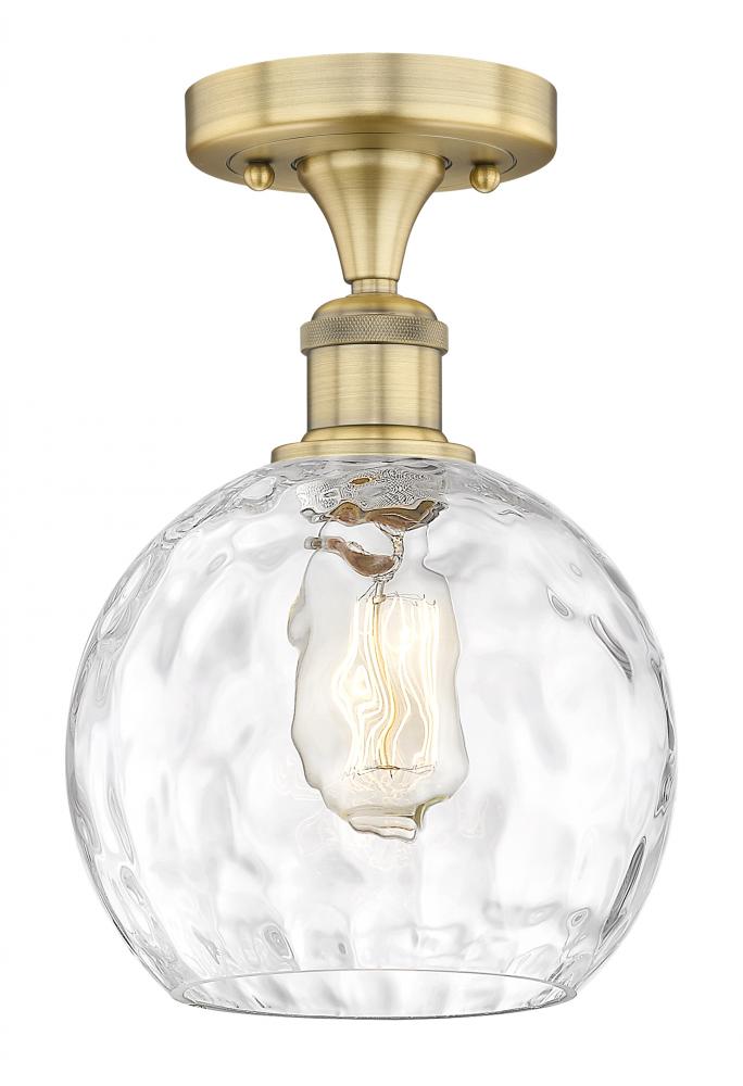 Athens Water Glass - 1 Light - 8 inch - Brushed Brass - Semi-Flush Mount
