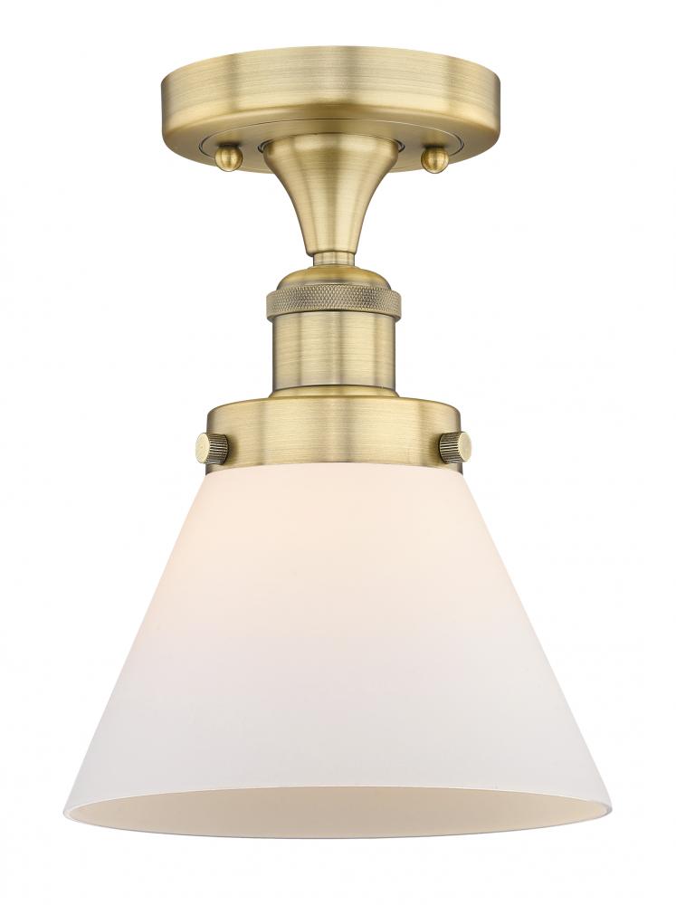 Cone - 1 Light - 8 inch - Brushed Brass - Semi-Flush Mount