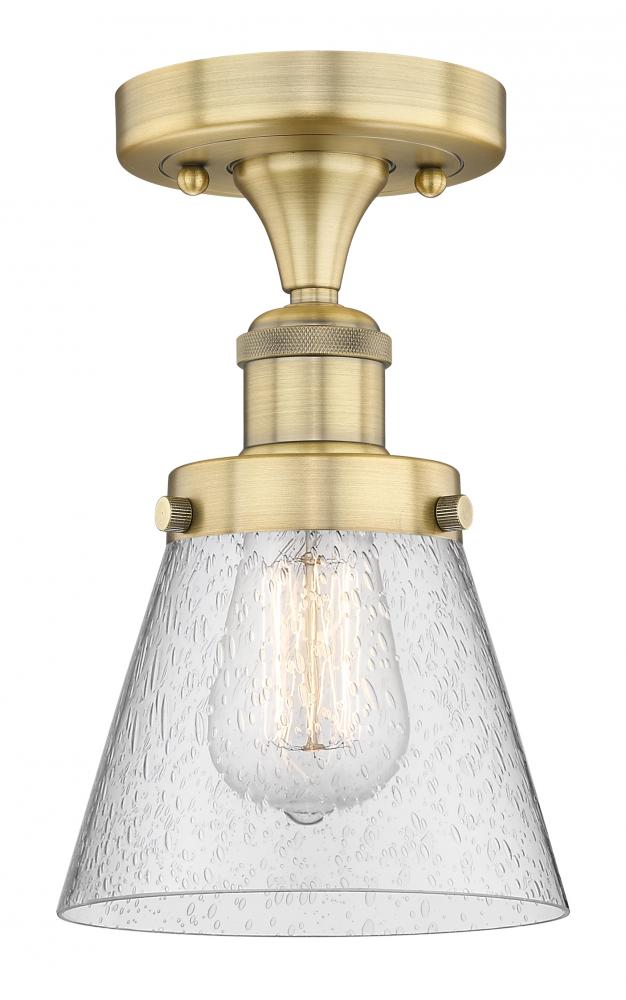 Cone - 1 Light - 6 inch - Brushed Brass - Semi-Flush Mount