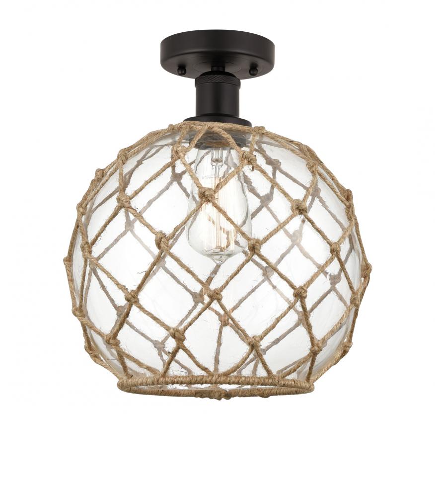 Farmhouse Rope - 1 Light - 10 inch - Oil Rubbed Bronze - Semi-Flush Mount