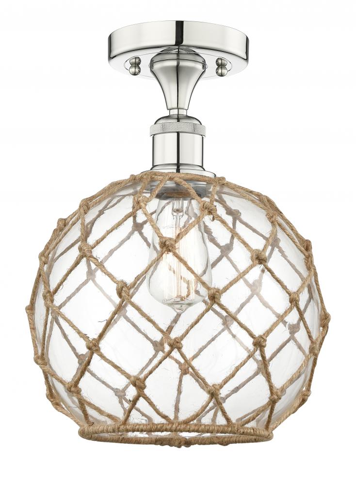 Farmhouse Rope - 1 Light - 10 inch - Polished Nickel - Semi-Flush Mount