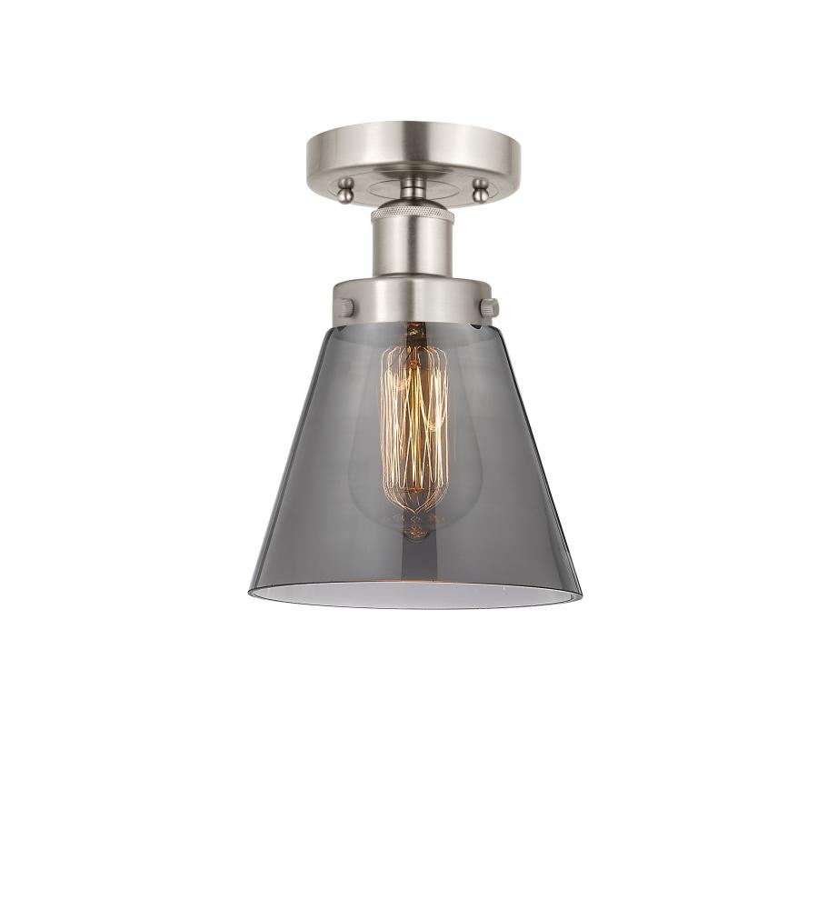 Cone - 1 Light - 6 inch - Brushed Satin Nickel - Semi-Flush Mount