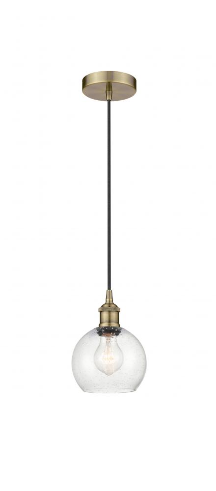 Athens - 1 Light - 6 inch - Antique Brass - Cord hung - Mini Pendant