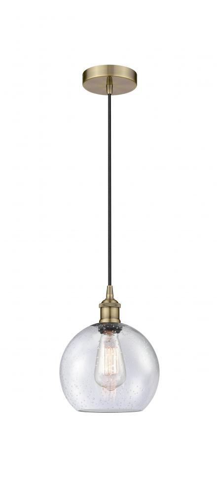 Athens - 1 Light - 8 inch - Antique Brass - Cord hung - Mini Pendant