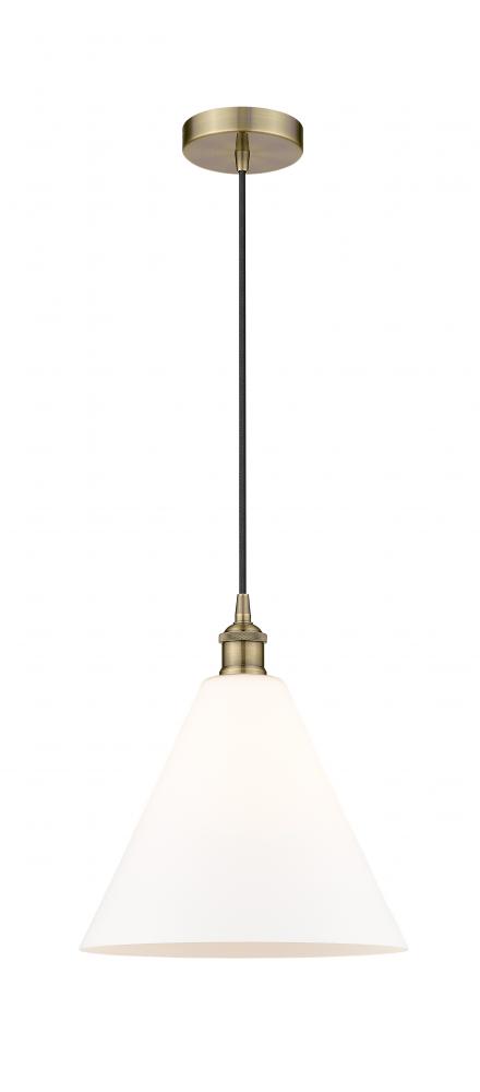 Berkshire - 1 Light - 12 inch - Antique Brass - Cord hung - Mini Pendant