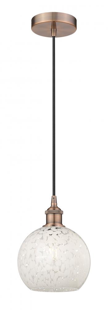 White Mouchette - 1 Light - 8 inch - Antique Copper - Cord Hung - Mini Pendant
