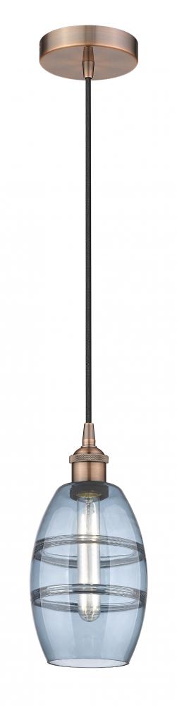 Vaz - 1 Light - 6 inch - Antique Copper - Cord hung - Mini Pendant