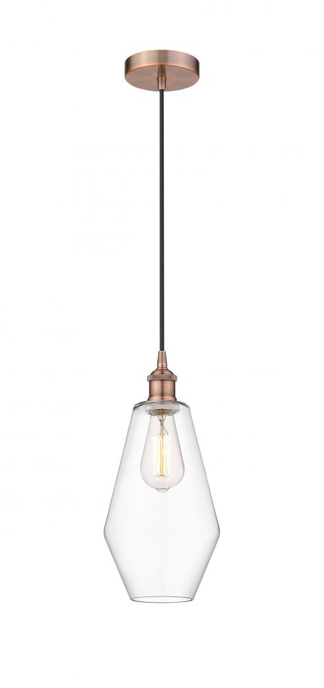 Cindyrella - 1 Light - 7 inch - Antique Copper - Cord hung - Mini Pendant