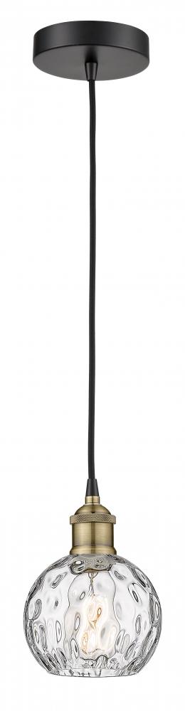 Athens Water Glass - 1 Light - 6 inch - Black Antique Brass - Cord hung - Mini Pendant