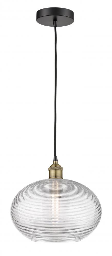 Ithaca - 1 Light - 12 inch - Black Antique Brass - Cord hung - Mini Pendant