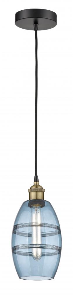 Vaz - 1 Light - 6 inch - Black Antique Brass - Cord hung - Mini Pendant