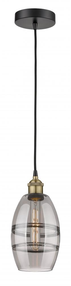 Vaz - 1 Light - 6 inch - Black Antique Brass - Cord hung - Mini Pendant