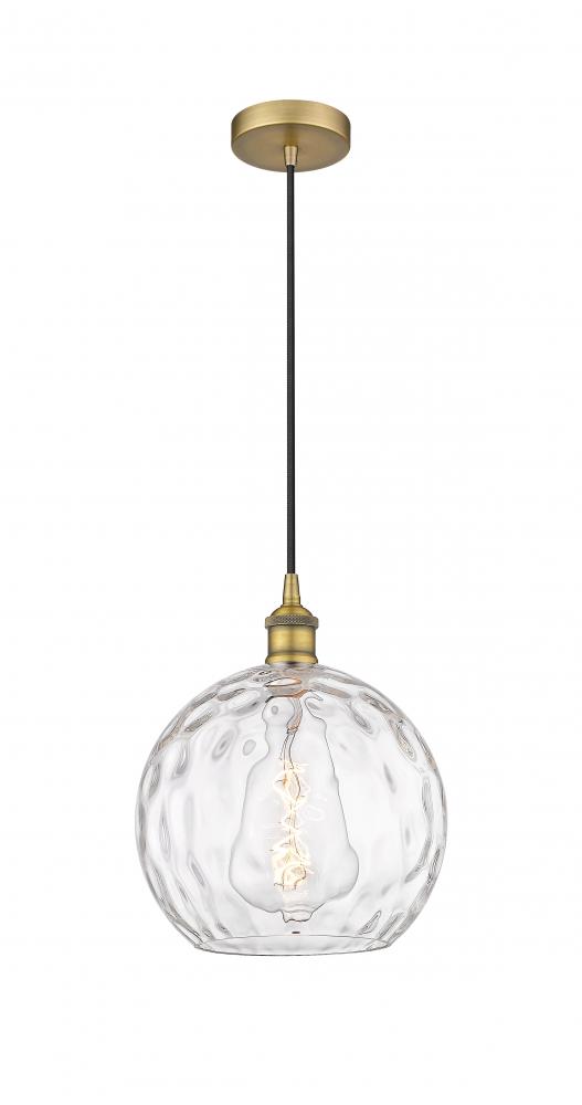 Athens Water Glass - 1 Light - 10 inch - Brushed Brass - Cord hung - Mini Pendant