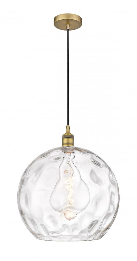 Athens Water Glass - 1 Light - 13 inch - Brushed Brass - Cord hung - Pendant