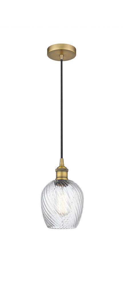 Salina - 1 Light - 6 inch - Brushed Brass - Cord hung - Mini Pendant