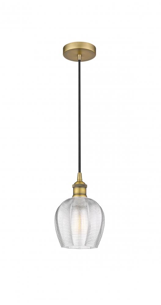 Norfolk - 1 Light - 6 inch - Brushed Brass - Cord hung - Mini Pendant