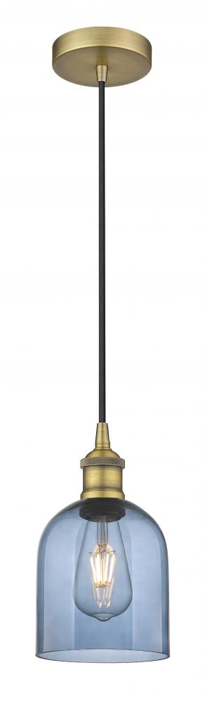 Bella - 1 Light - 6 inch - Brushed Brass - Cord hung - Mini Pendant