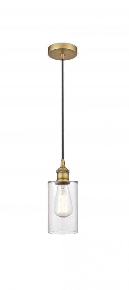 Clymer - 1 Light - 4 inch - Brushed Brass - Cord hung - Mini Pendant