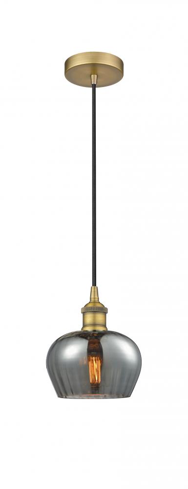 Fenton - 1 Light - 7 inch - Brushed Brass - Cord hung - Mini Pendant