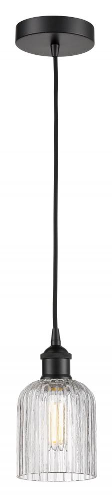 Bridal Veil - 1 Light - 5 inch - Matte Black - Cord hung - Mini Pendant