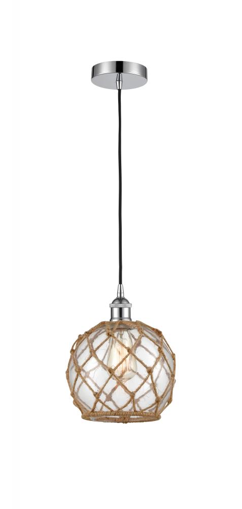 Farmhouse Rope - 1 Light - 8 inch - Polished Chrome - Cord hung - Mini Pendant