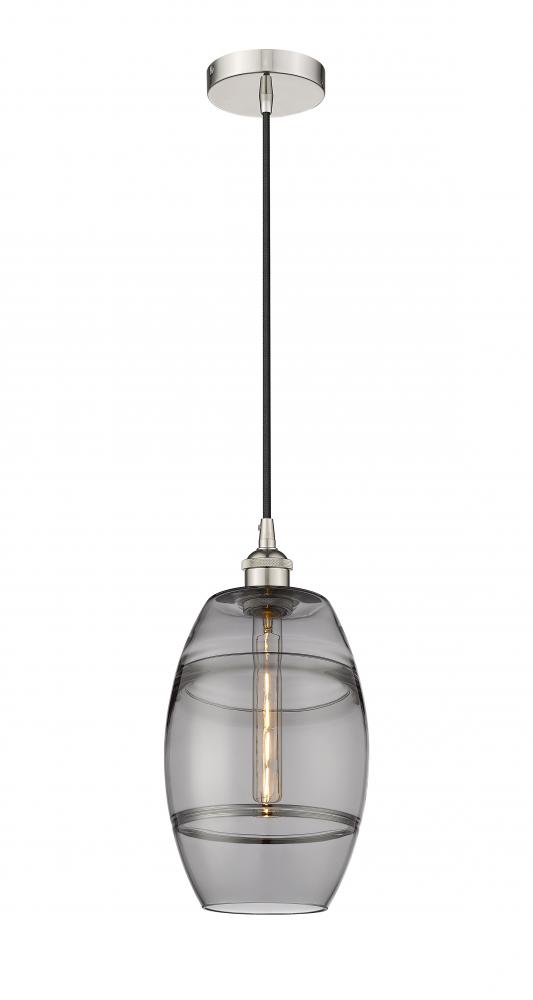 Vaz - 1 Light - 8 inch - Polished Nickel - Cord hung - Mini Pendant