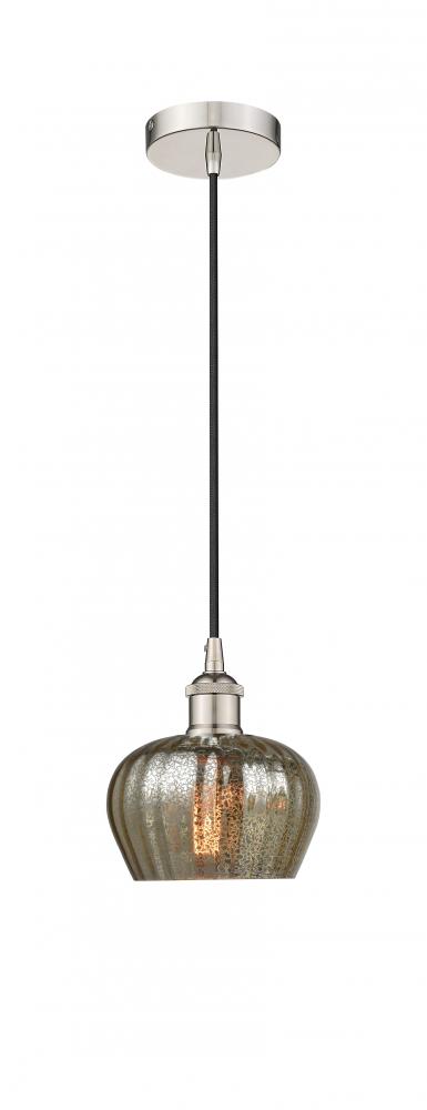 Fenton - 1 Light - 7 inch - Polished Nickel - Cord hung - Mini Pendant