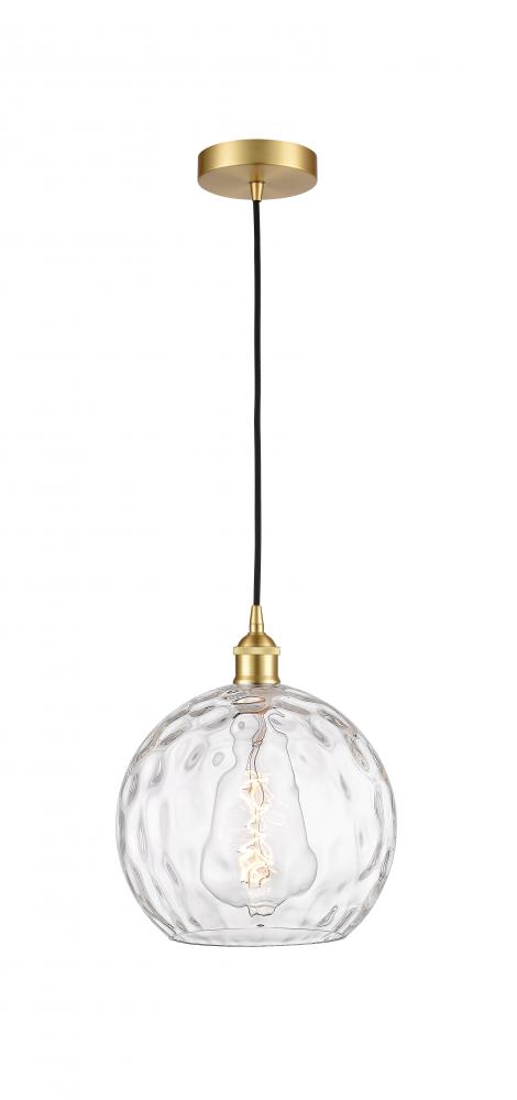 Athens Water Glass - 1 Light - 10 inch - Satin Gold - Cord hung - Mini Pendant