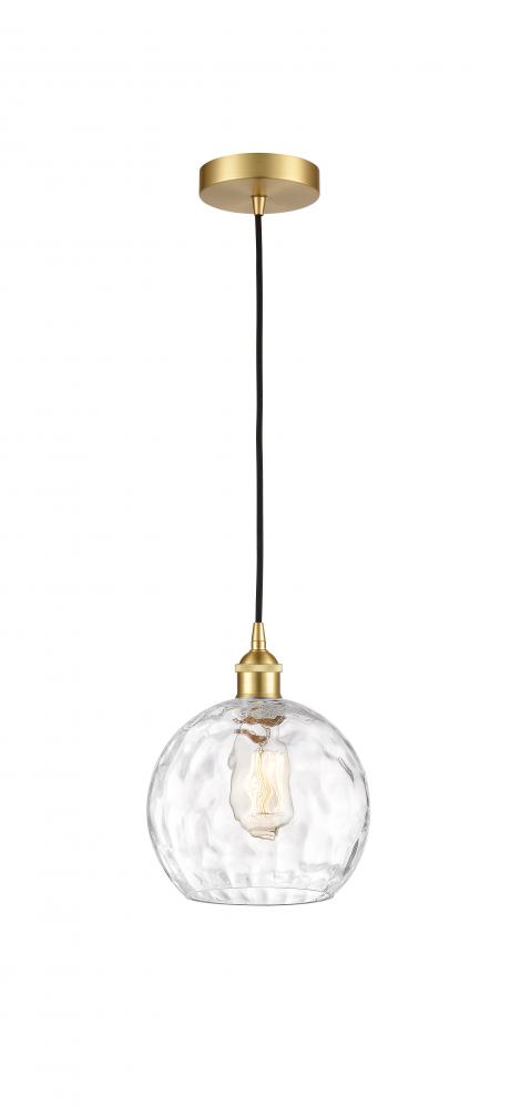 Athens Water Glass - 1 Light - 8 inch - Satin Gold - Cord hung - Mini Pendant