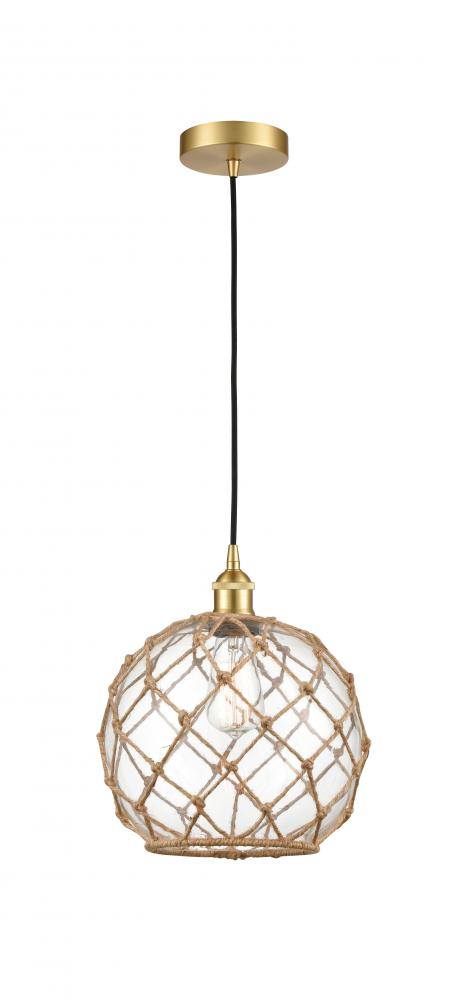 Farmhouse Rope - 1 Light - 10 inch - Satin Gold - Cord hung - Mini Pendant