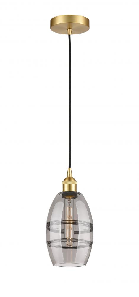 Vaz - 1 Light - 6 inch - Satin Gold - Cord hung - Mini Pendant