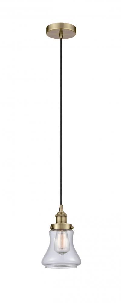 Bellmont - 1 Light - 6 inch - Antique Brass - Cord hung - Mini Pendant