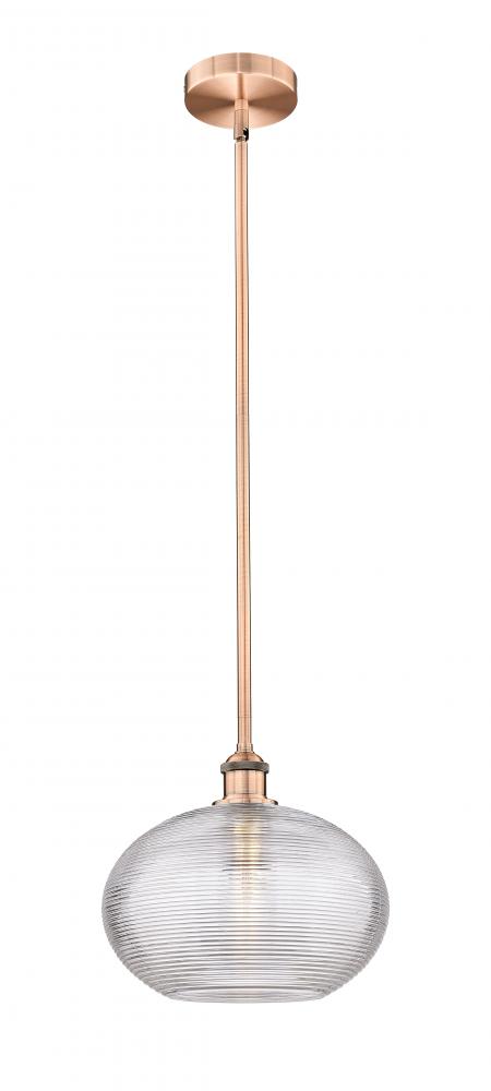 Ithaca - 1 Light - 12 inch - Antique Copper - Cord hung - Mini Pendant