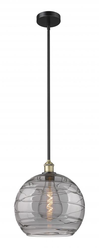 Athens Deco Swirl - 1 Light - 14 inch - Black Antique Brass - Cord hung - Pendant