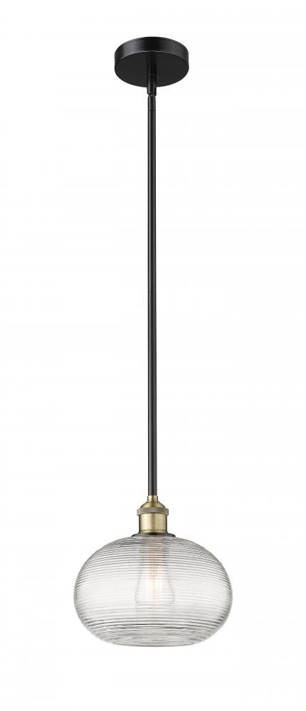 Ithaca - 1 Light - 10 inch - Black Antique Brass - Cord hung - Mini Pendant