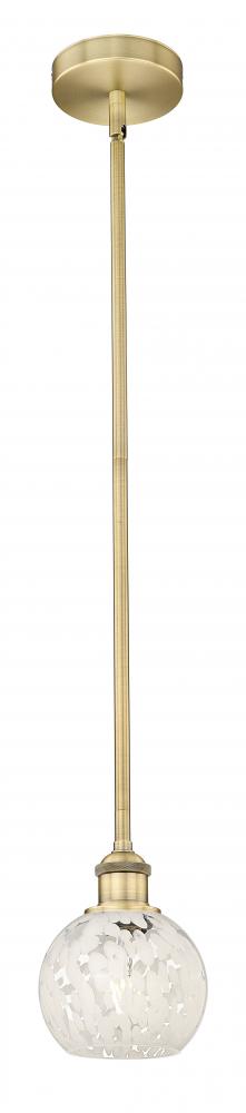 White Mouchette - 1 Light - 6 inch - Brushed Brass - Stem Hung - Mini Pendant